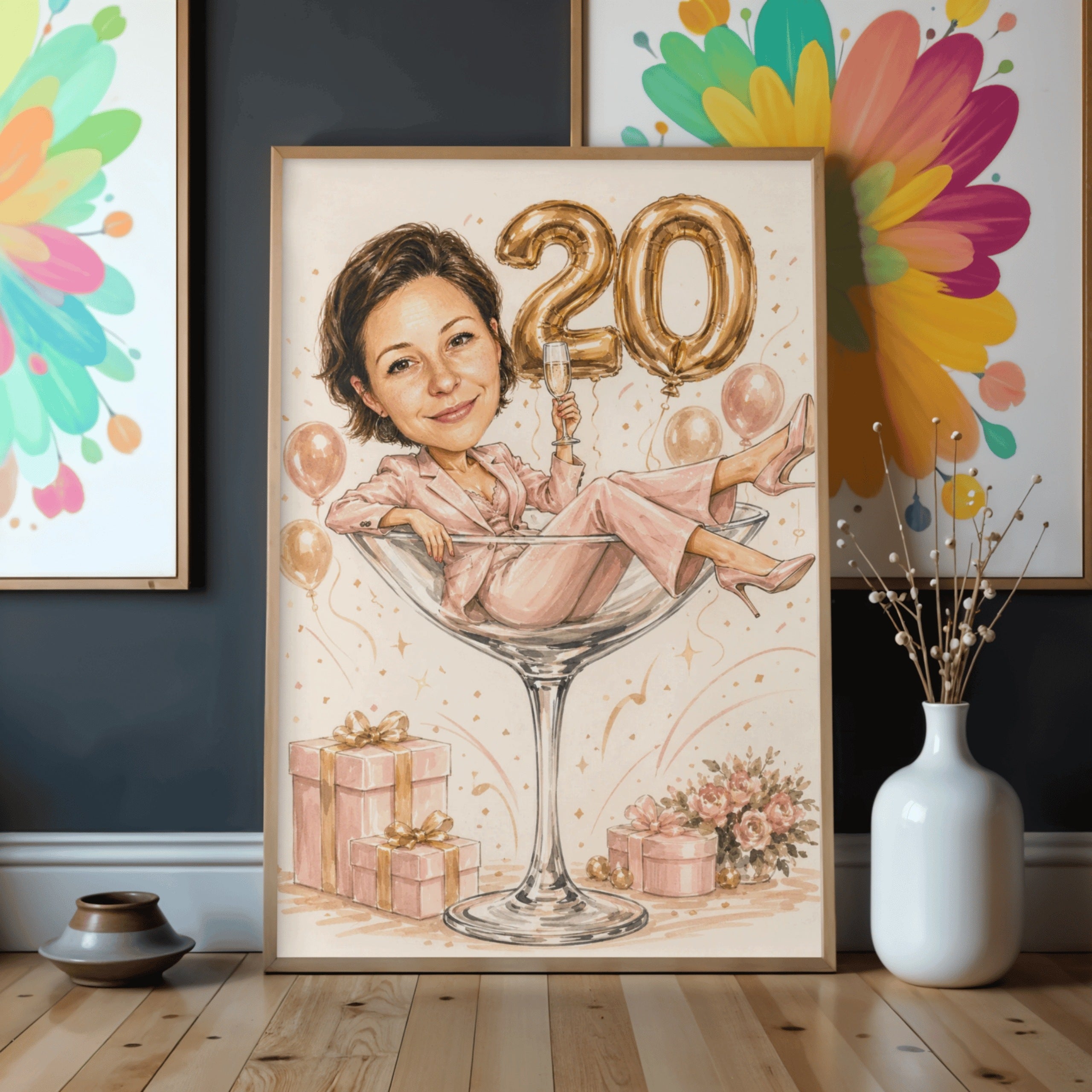 Toast w wielkim stylu – karykatura ze zdjęcia na urodziny