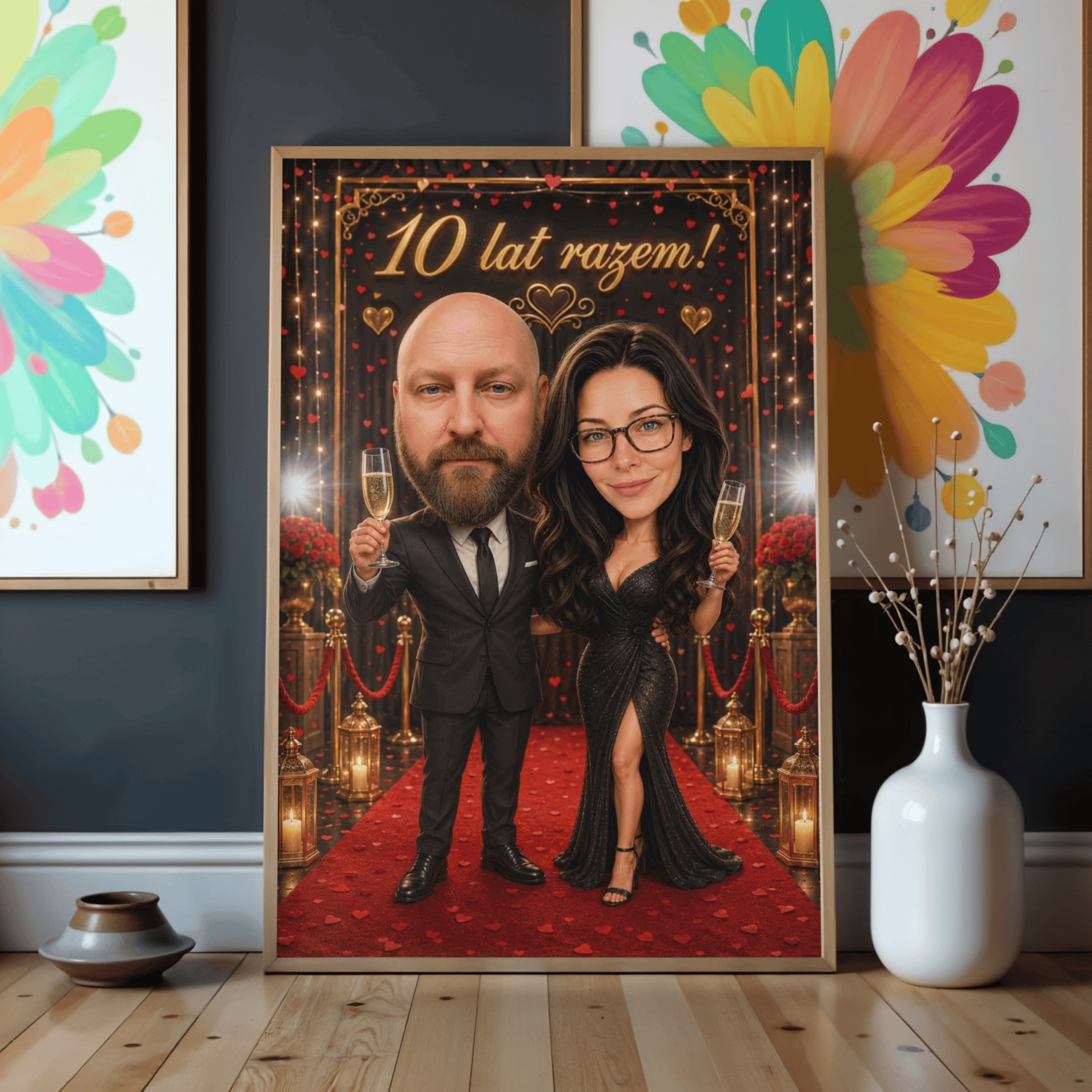 Rocznicowa gala – karykatura ze zdjęcia na rocznicę ślubu