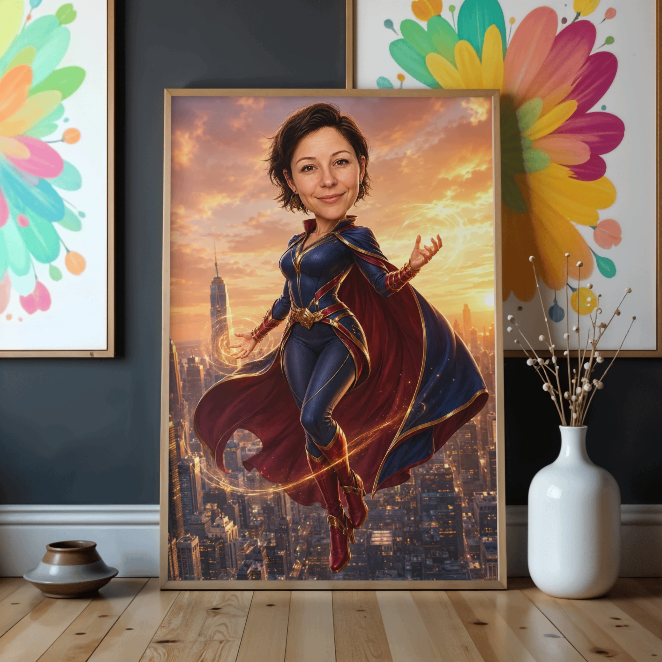 Superbohaterka - karykatura ze zdjęcia na prezent