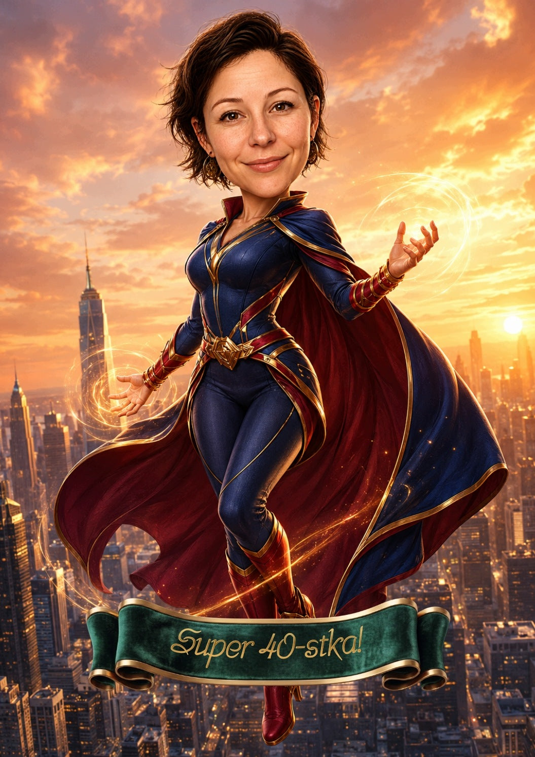 Superbohaterka - karykatura ze zdjęcia na prezent