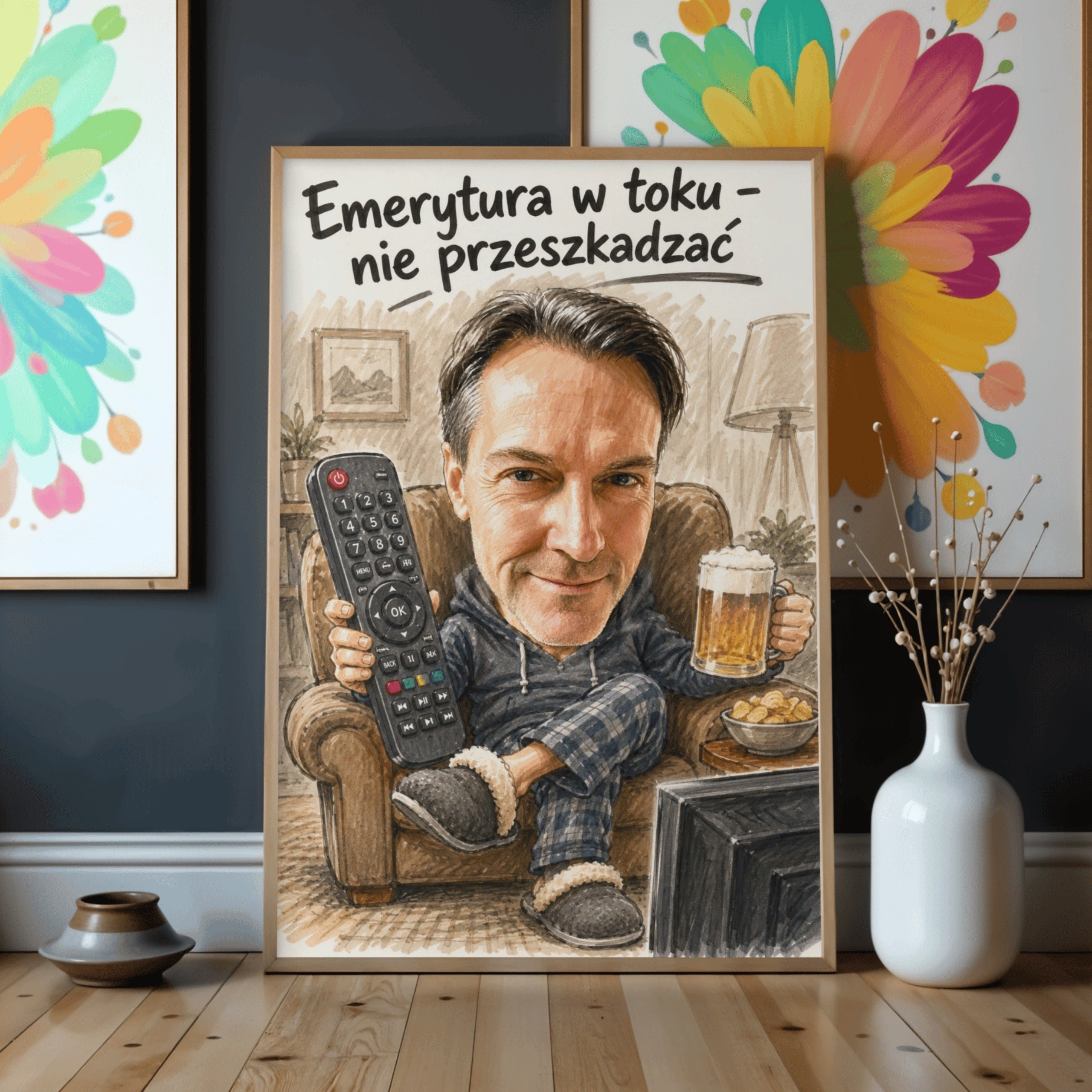 Nareszcie spokój – karykatura ze zdjęcia na emeryturę