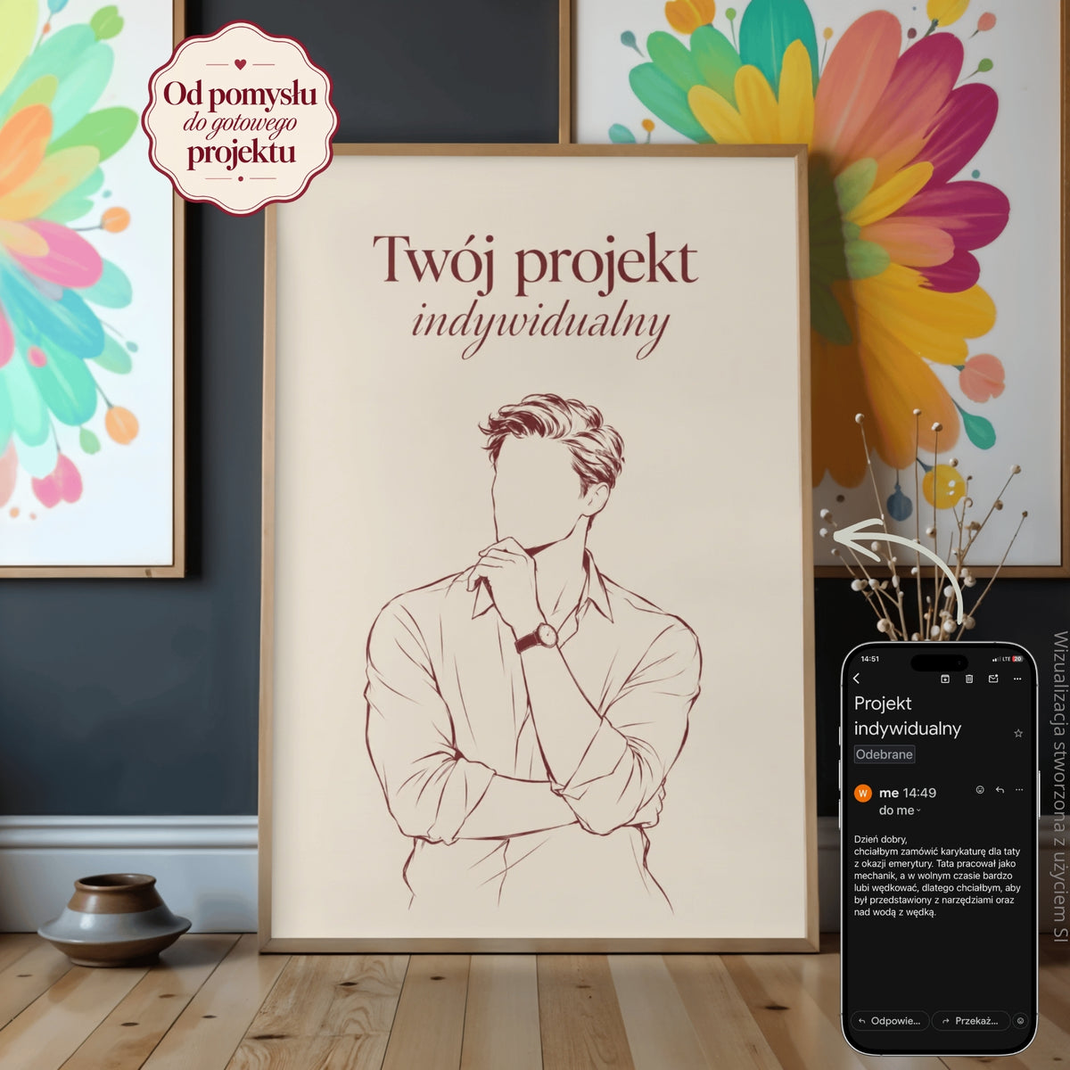 Projekt indywidualny - karykatura ze zdjęcia na emeryturę