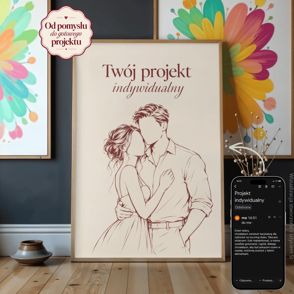 Projekt indywidualny - karykatura ze zdjęcia na rocznicę